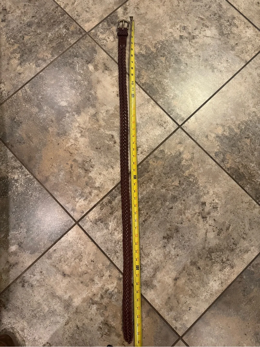 L.L.Bean braided leather belt with a gold-tone brass buckle 36” brown
